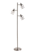 Modern 3 Floor Lamp with Adjustable Ribbed Glass Shade U191
