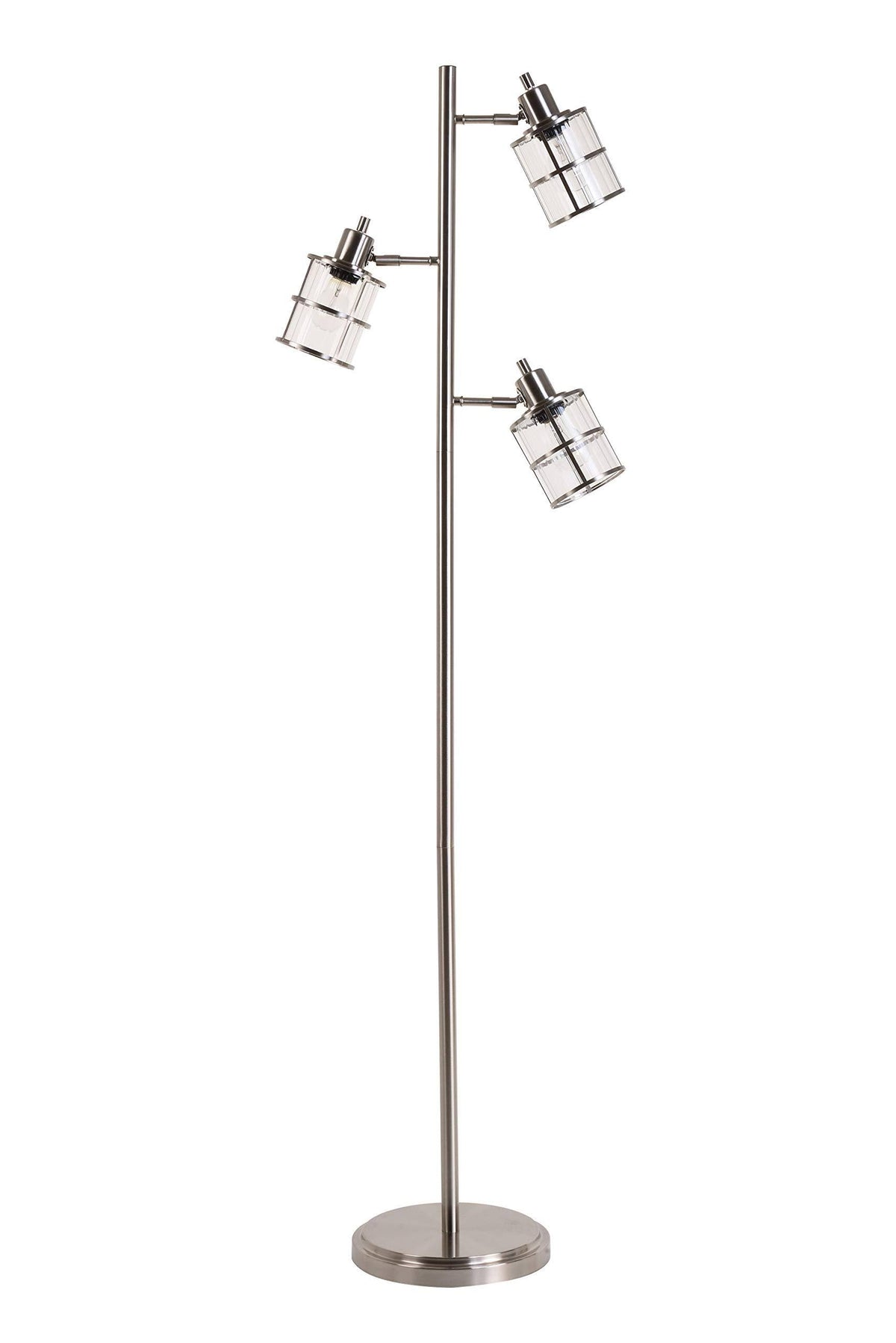 Modern 3 Floor Lamp with Adjustable Ribbed Glass Shade U191