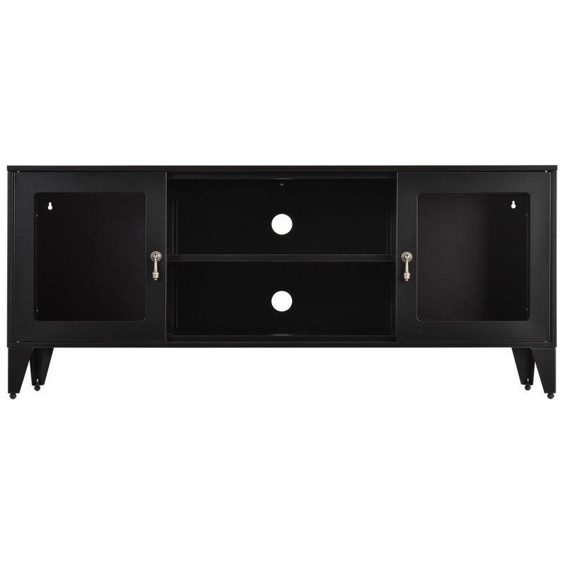 Black TV Stand with 3 Open Shelf and 2 Doors Q2200