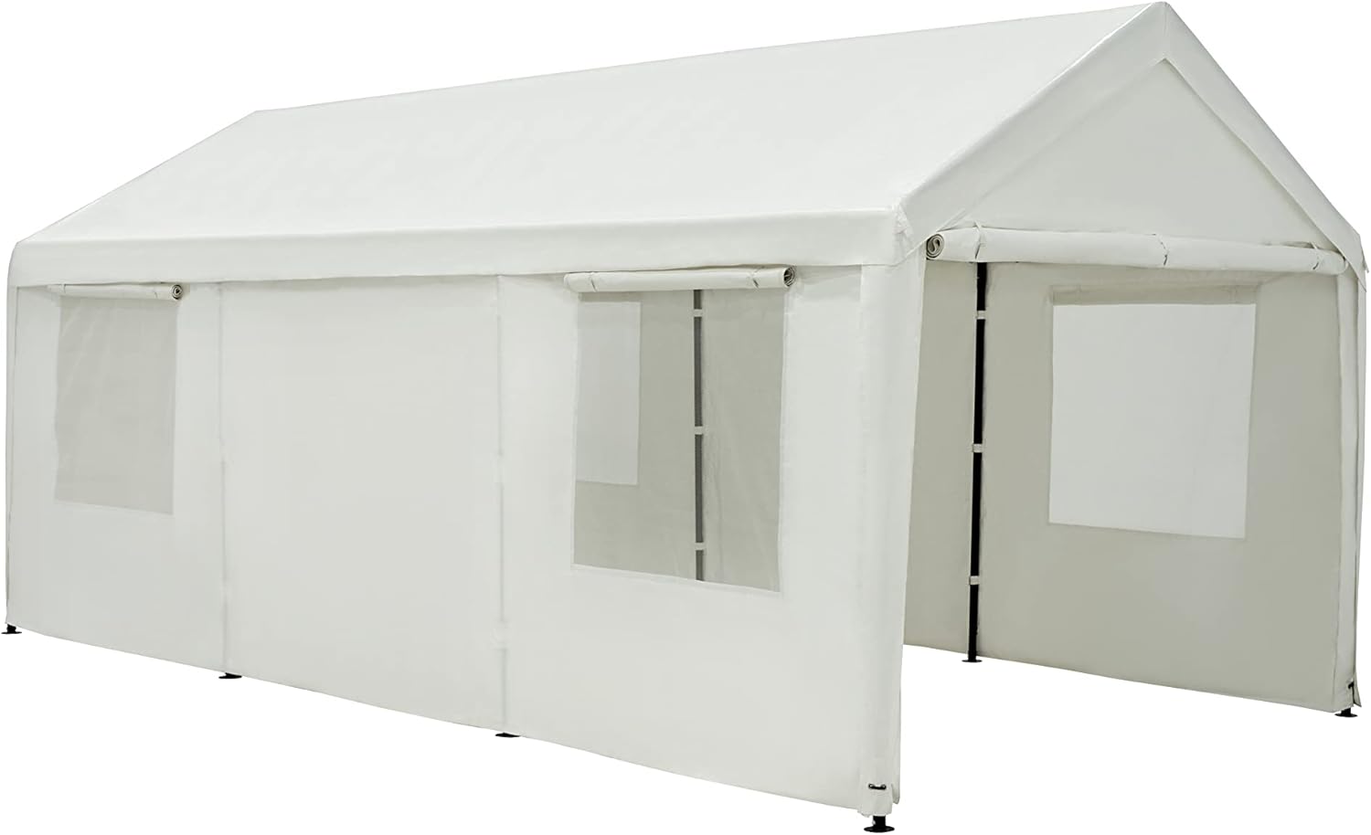 10 x 20 ft Heavy Duty Carport with Ventilated Windows, Removable Sidewalls & Doors V4959