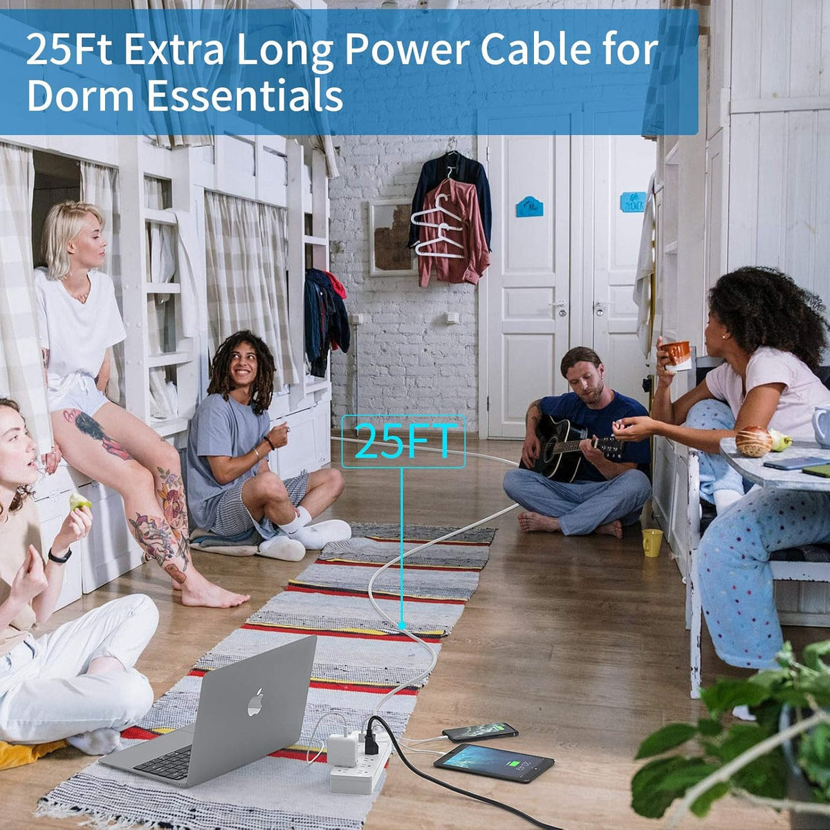 25 Ft Extension Cord Surge Protector with 10 Outlets 2 USB, Pack of 2 G35554