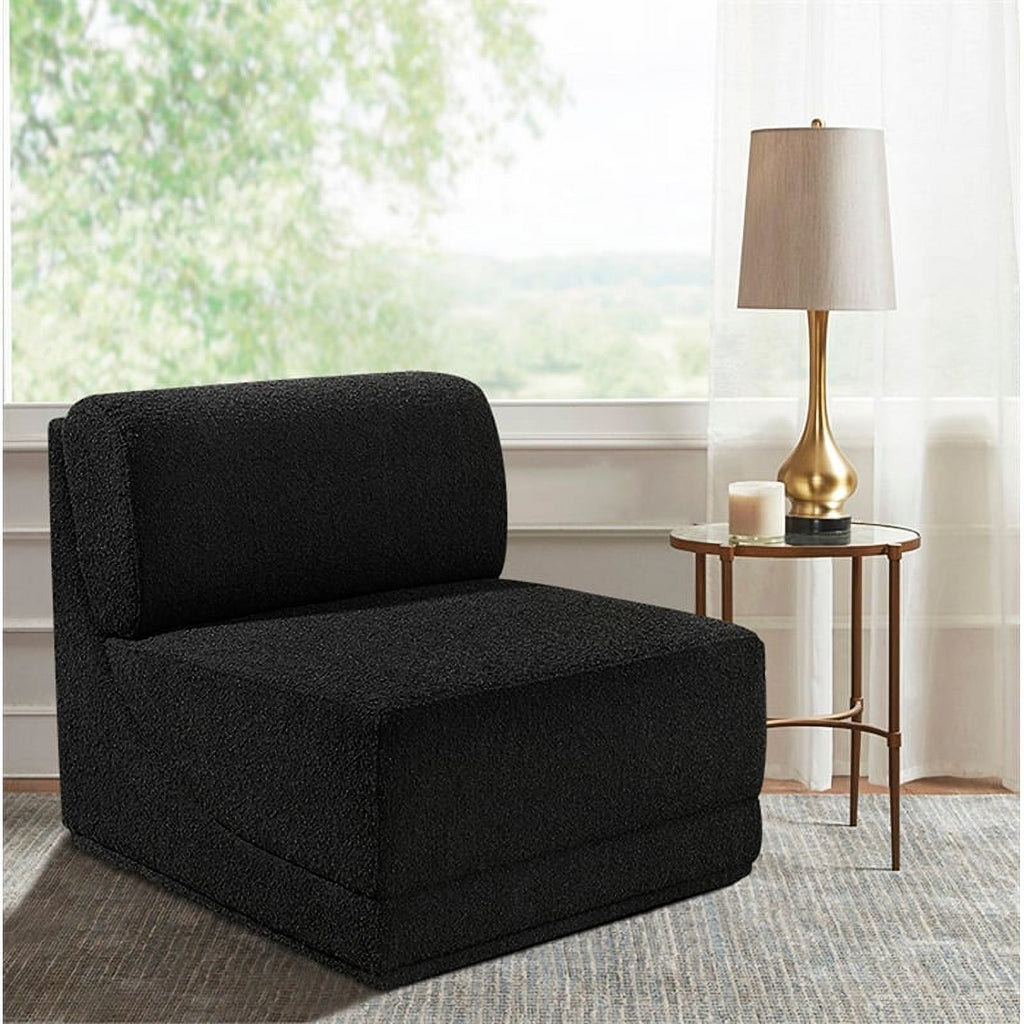 Black Boucle Fabric Armless Chair X58231
