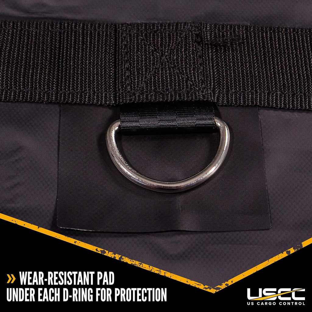 Black 14 Ounce Lumber Tarp with 8 Foot Drop and Flap P258