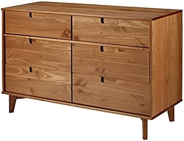 6 Drawer Pine Wood Double Dresser B6449
