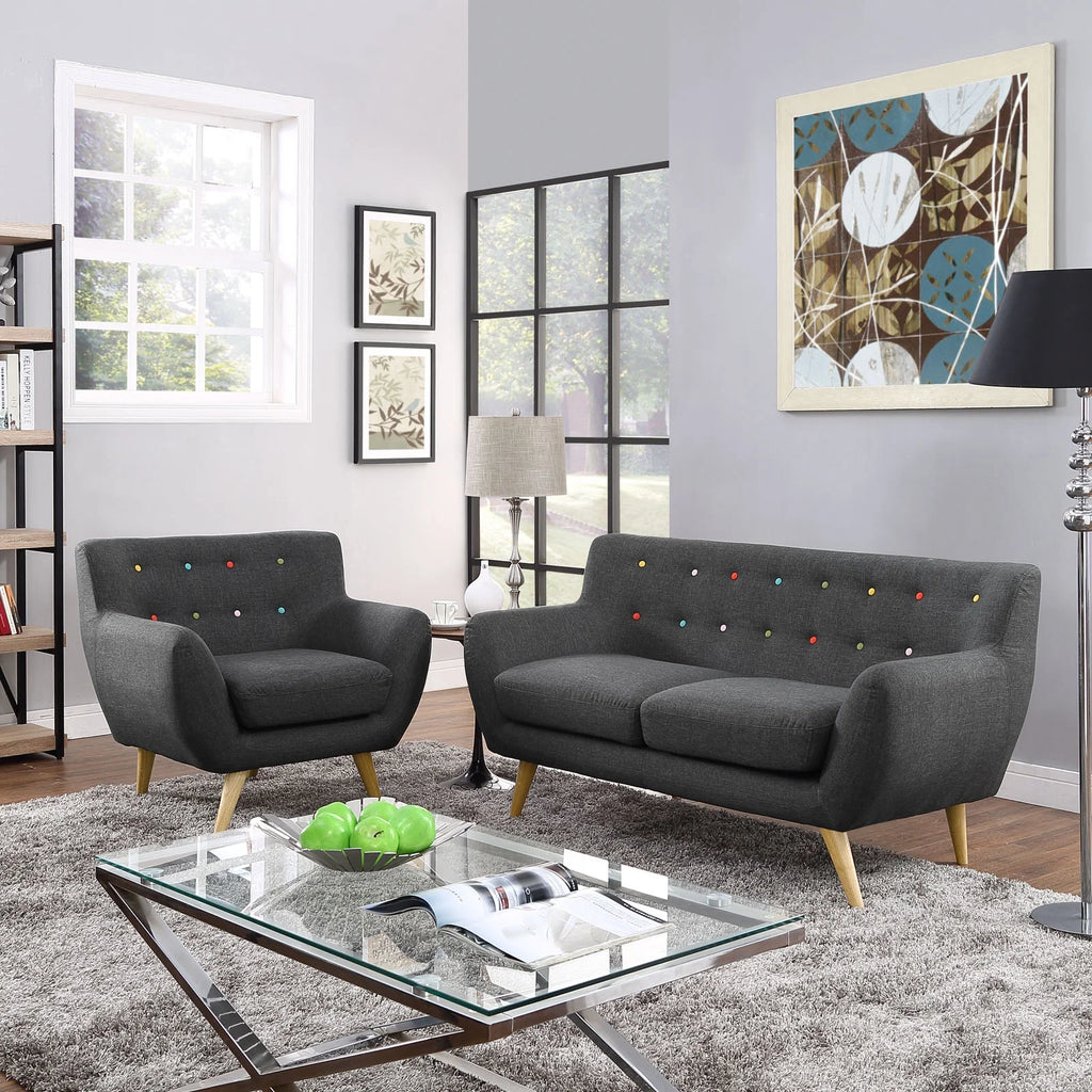 Grey Fabric Plywood Two PCS Living Room Set B909