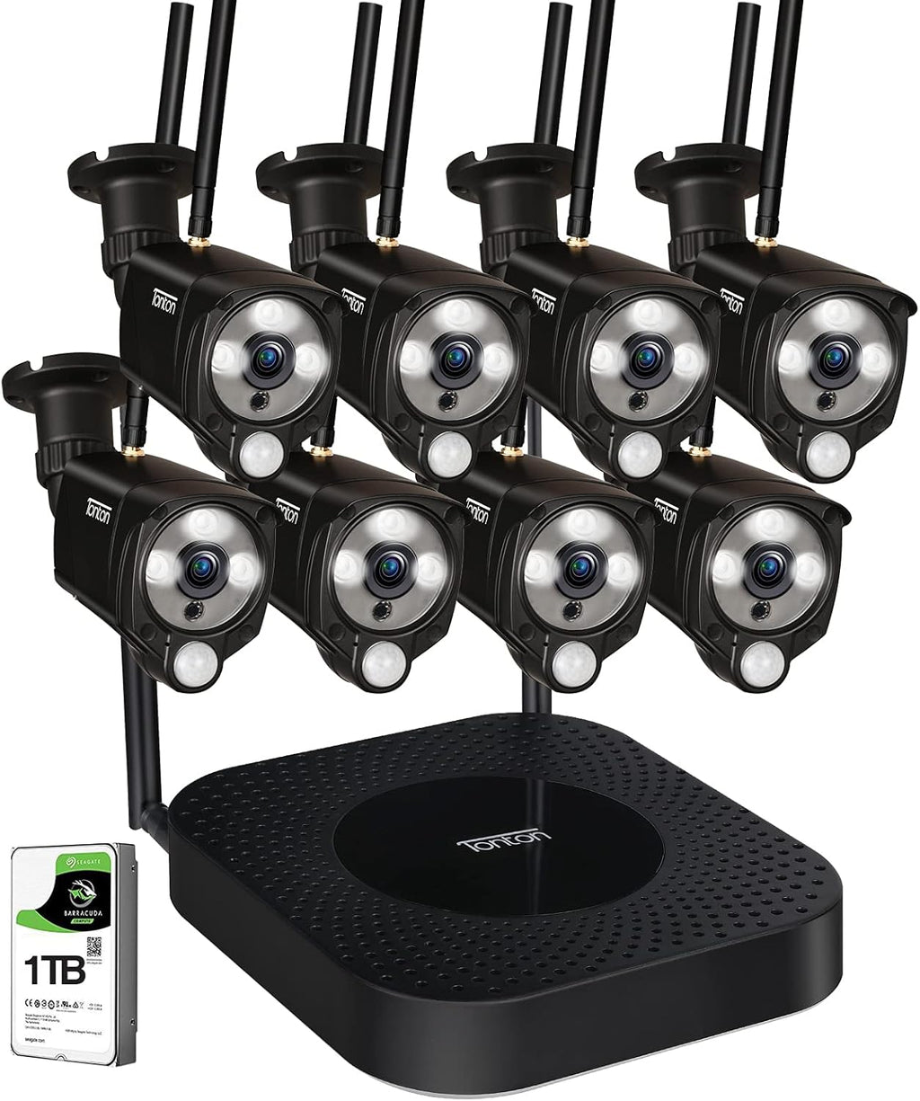 8CH NVR Security Camera System with 1TB HDD and 8PCS 3MP Outdoor Bullet Cameras J8014