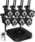 8CH NVR Security Camera System with 1TB HDD and 8PCS 3MP Outdoor Bullet Cameras J8014