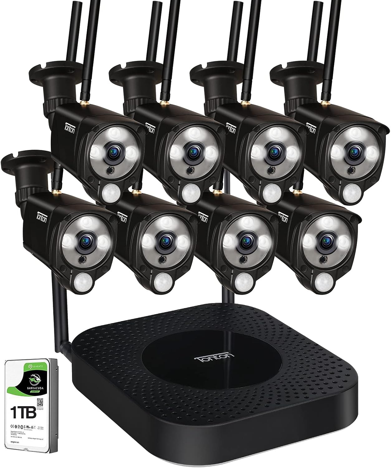 8CH NVR Security Camera System with 1TB HDD and 8PCS 3MP Outdoor Bullet Cameras J8014