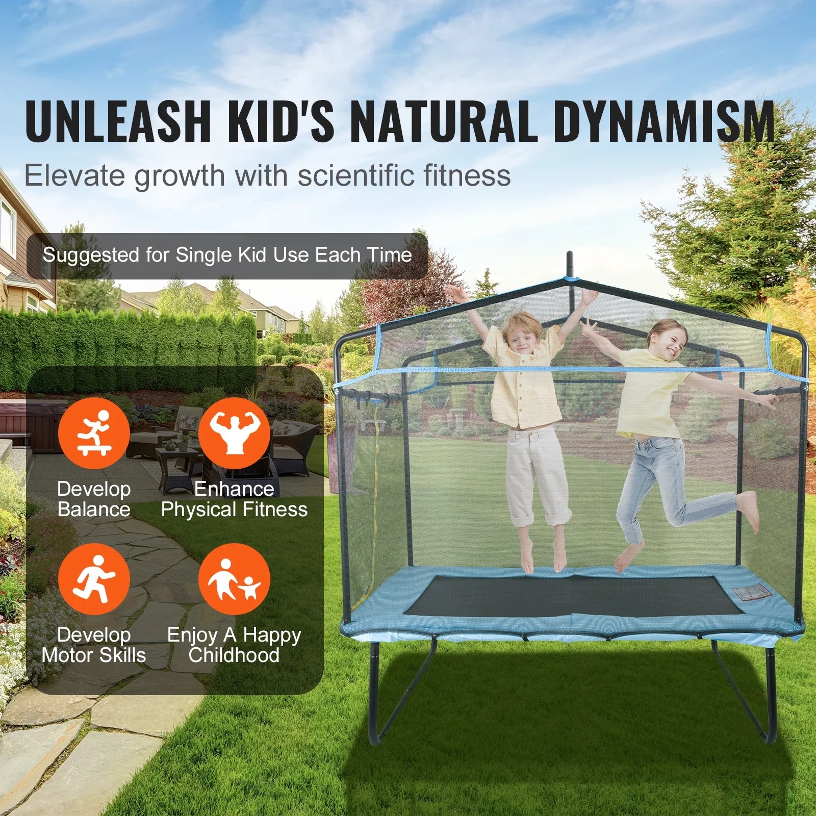 6FT Trampoline with Enclosure Net Q42614