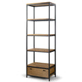 Brown Pine Wood Display Shelf Bookcase with Drawer K87130