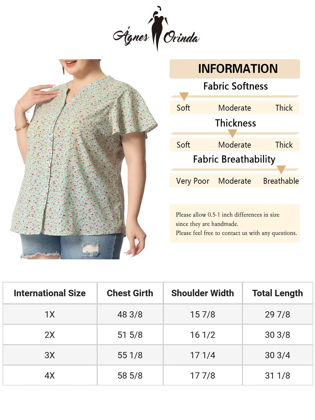 Plus Size Button Down Flare Short Sleeve Chiffon Blouse K74095