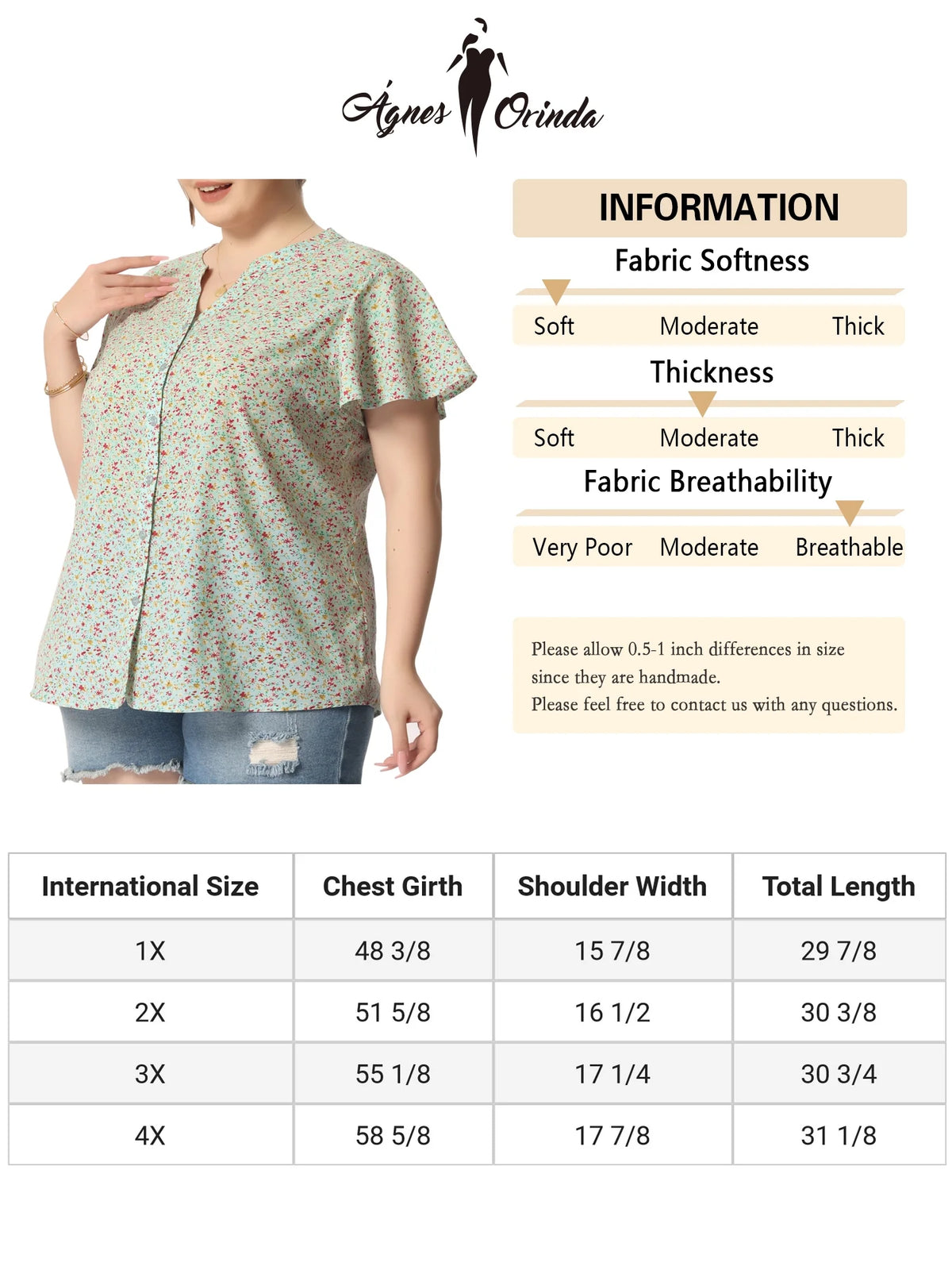 Plus Size Button Down Flare Short Sleeve Chiffon Blouse K74095