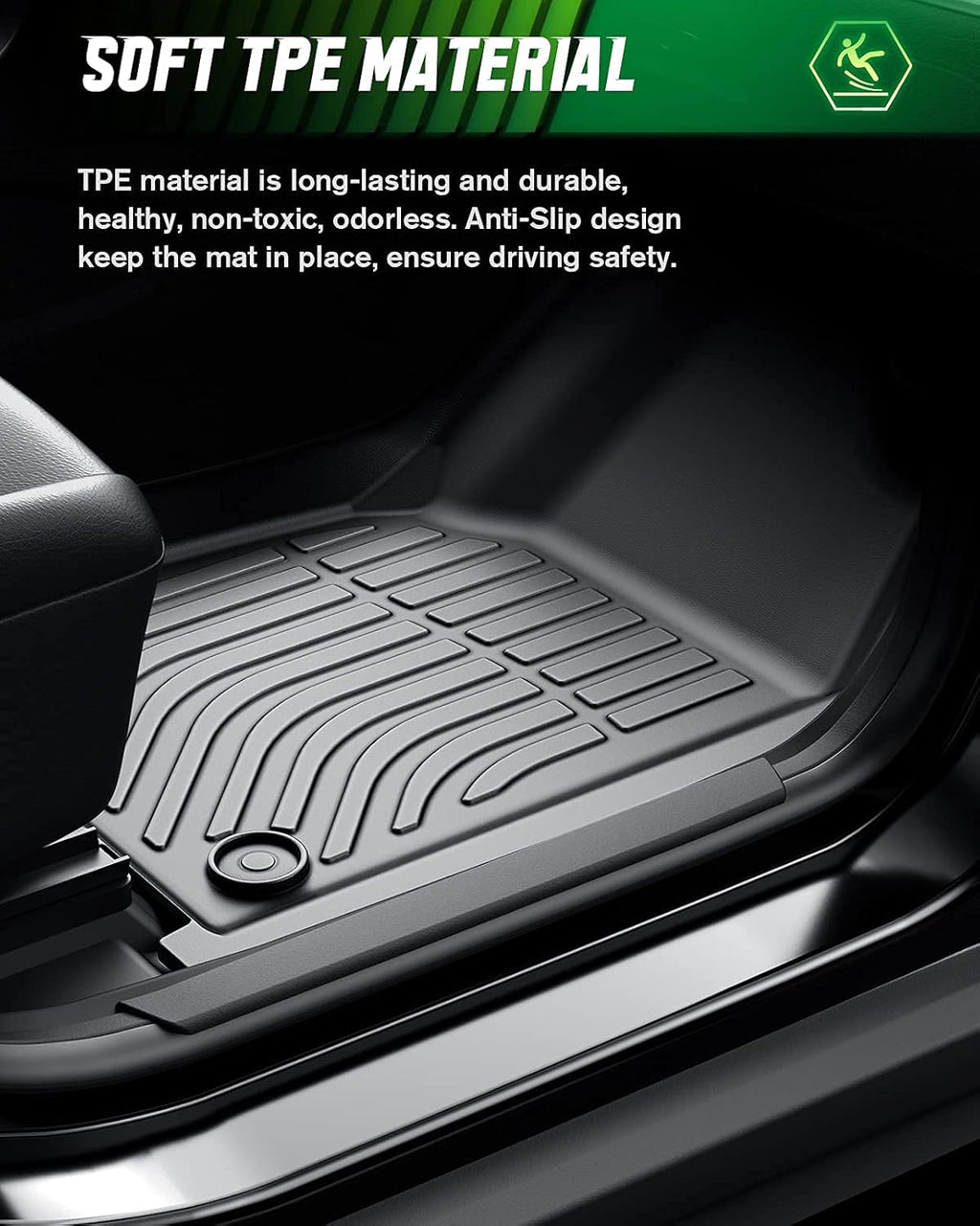 Black TPE All Weather Car Floor Mats Full Set T4103