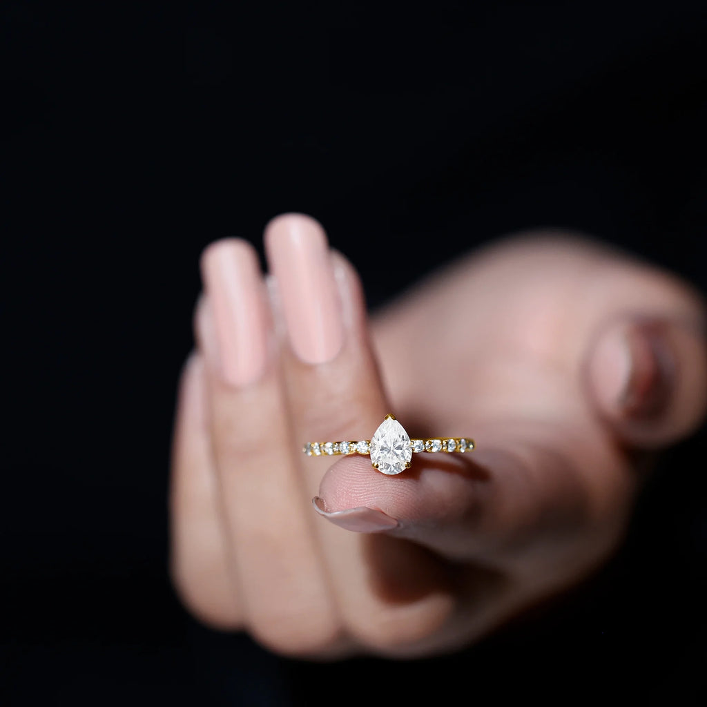 14K Yellow Gold Moissanite Solitaire Engagement Ring D2111