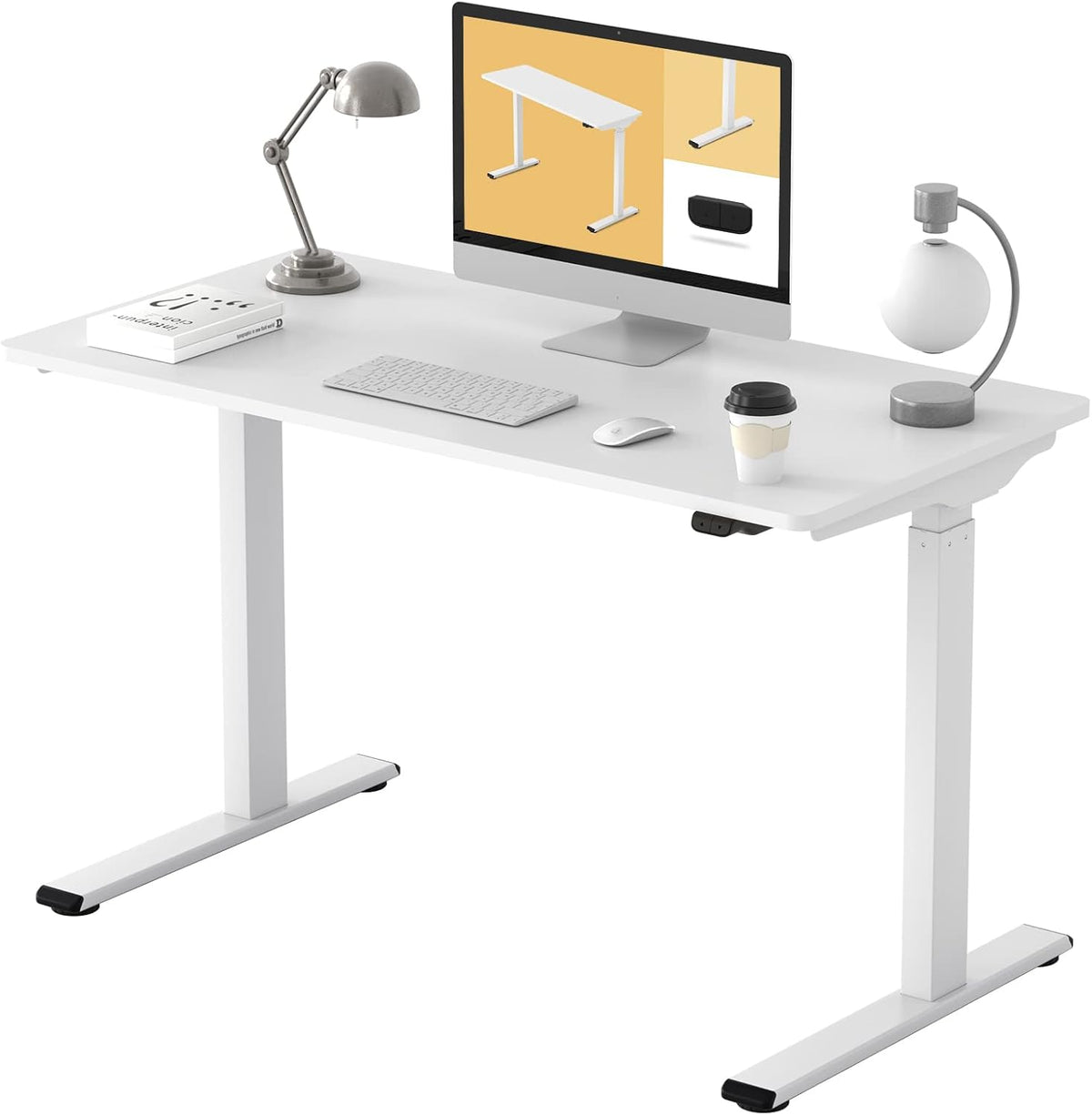 55 x 28 Inches Electric Stand Up Desk with White Top Q85519