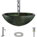 Forest Green Glass Bathroom Sink with Faucet E93443