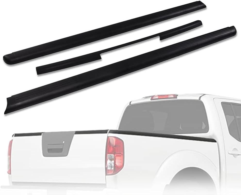 Bed Rail Caps Kit Replacement for Nissan Frontier King Black Smooth Finish Rear Tailgate Cap Moulding Cover 3pcs I74976