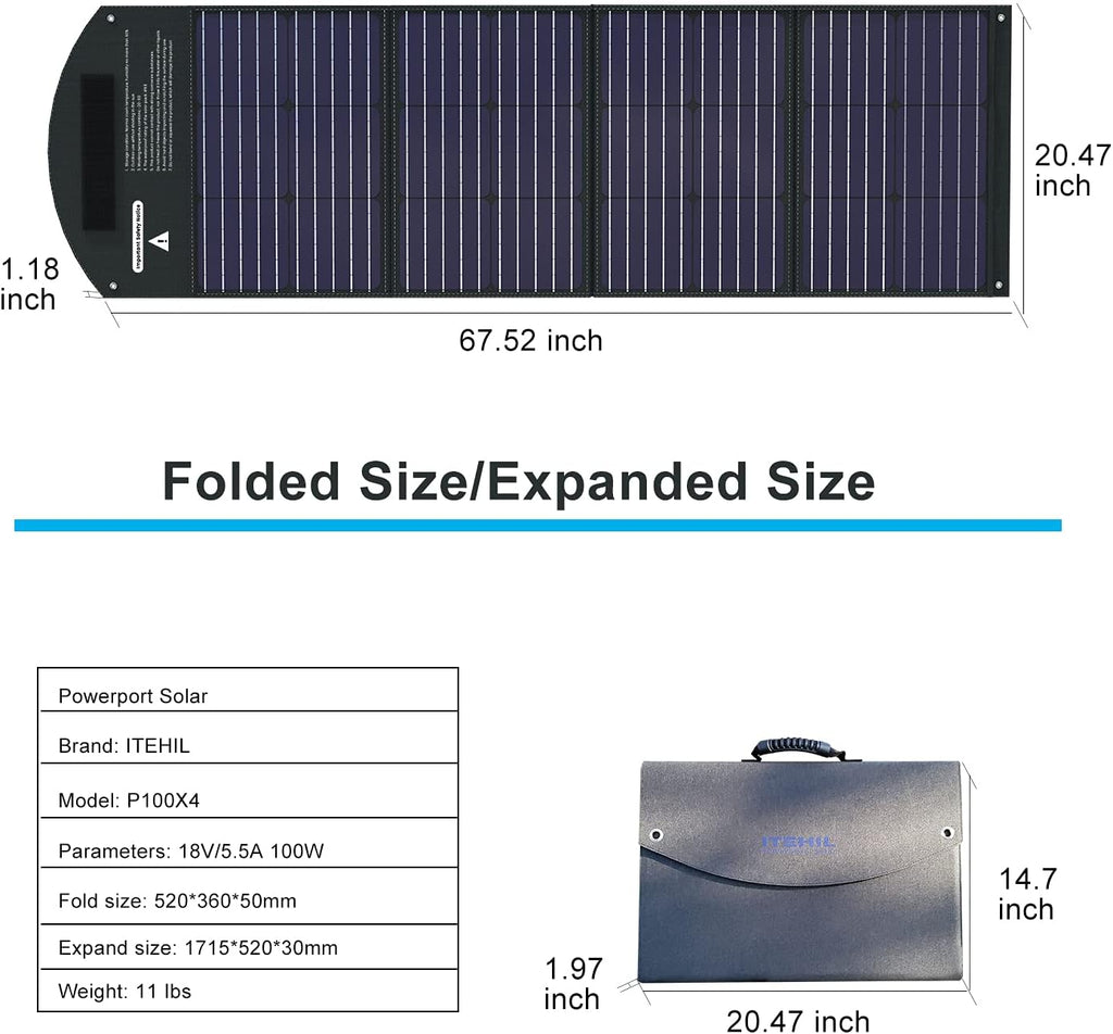 100W 18 Volt Monocrystalline Foldable Solar Panel with USB Output G41870