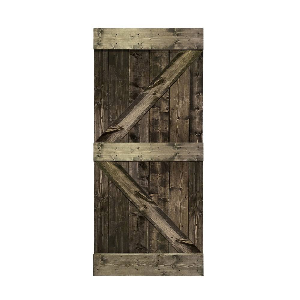 Solid Sage Green Stained Pine Wood Interior Sliding Barn Door Slab J1341