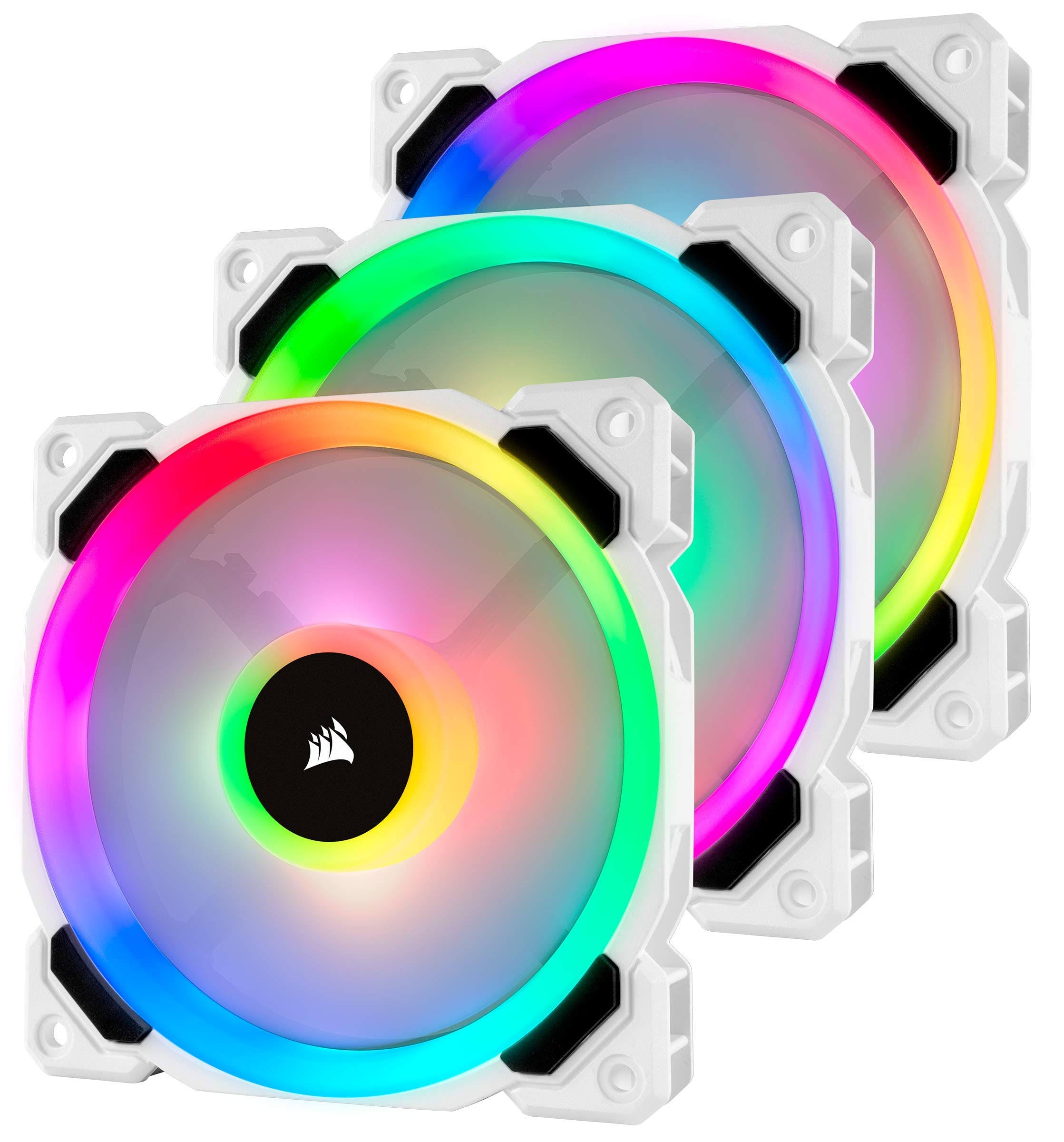 120mm RGB LED PWM Fan 3 Fan Pack with Lighting Node Pro, White F6072