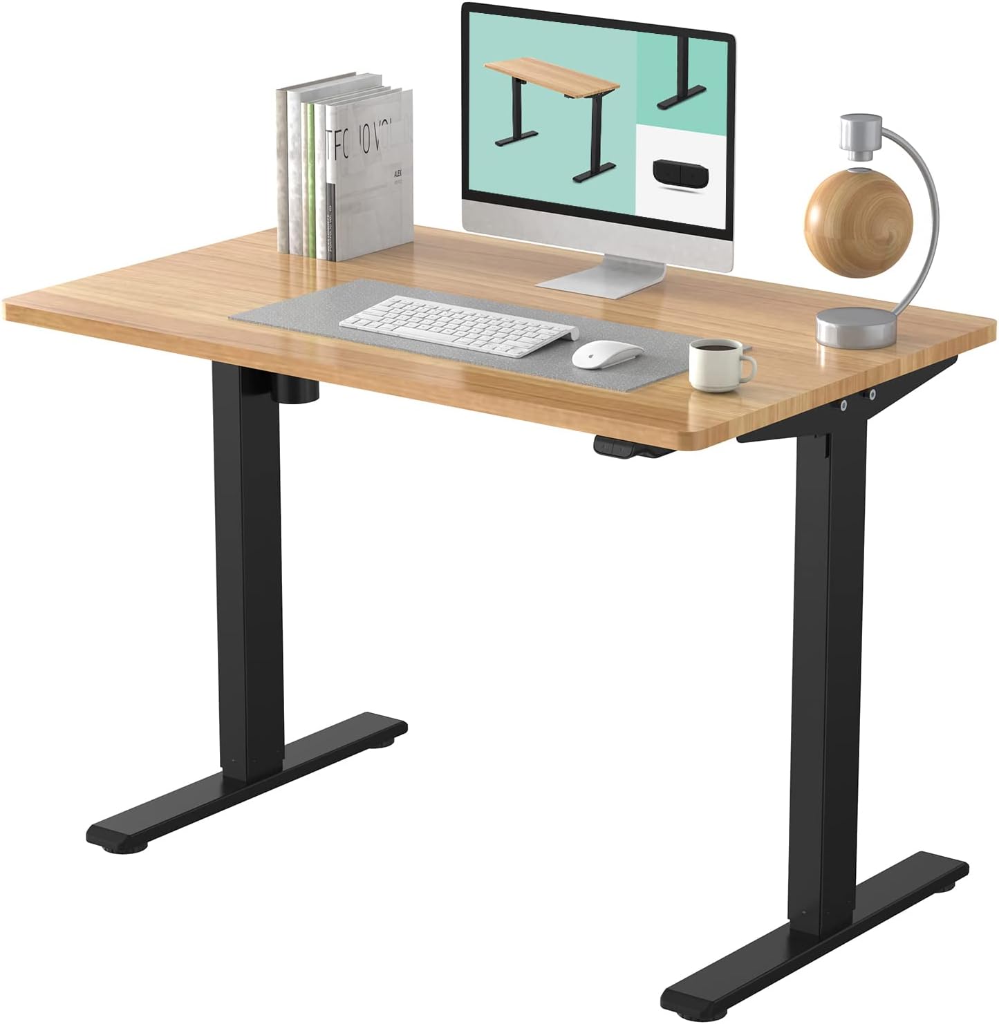55 x 28 Inches Electric Stand Up Desk with White Top Q85519