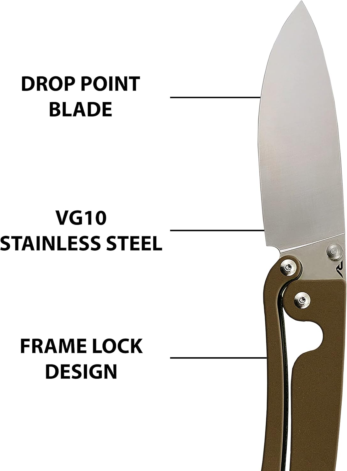 Folding Pocket Knife VG10 Stainless Steel 3.2” Blade Aluminum Alloy Handle U5373