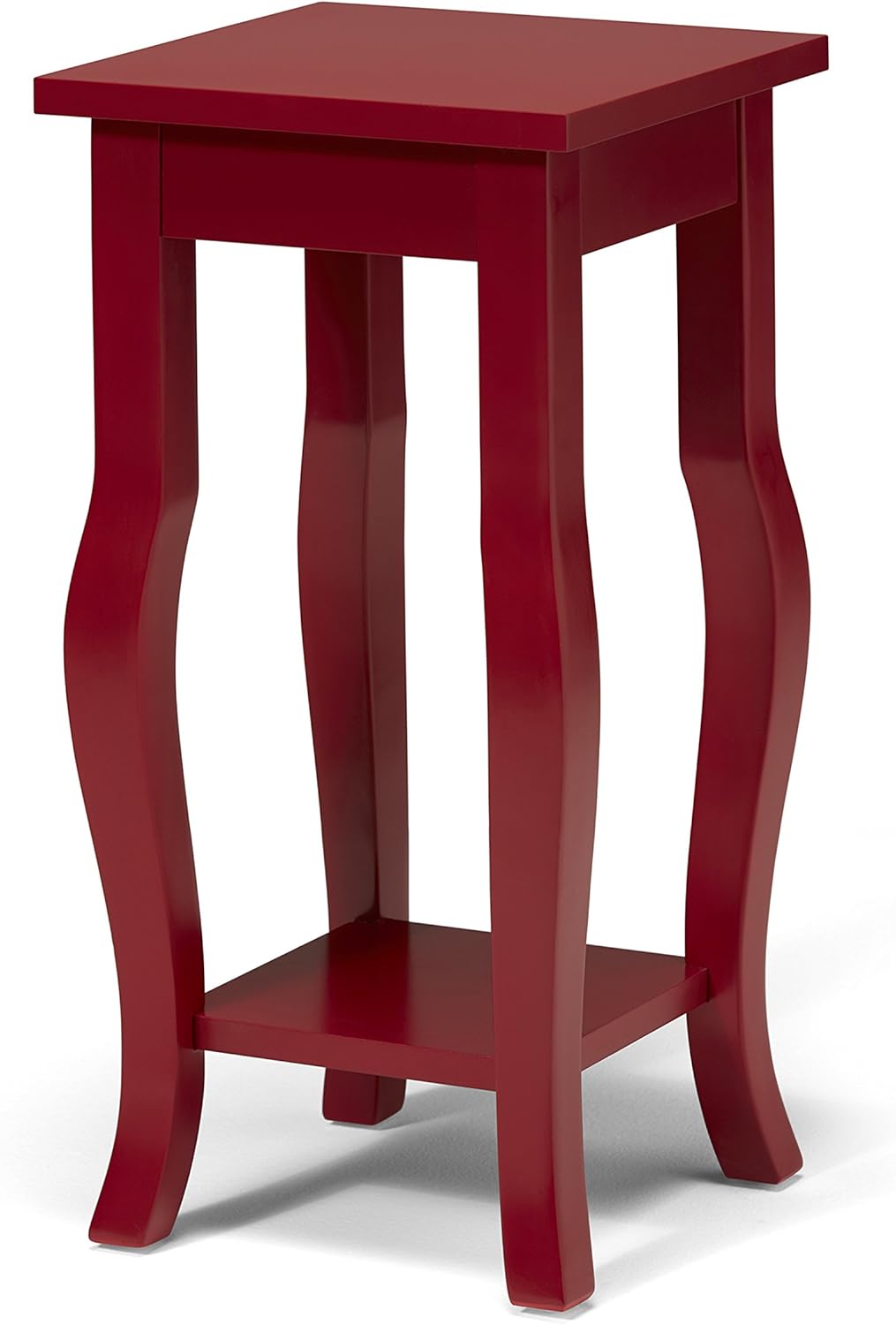 Black Wood Pedestal End Table with Curved Legs and Lower Shelf P406