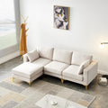 Beige Reversible Modular Couch with 2 Pillows and Metal Legs C678