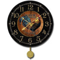 Black & Wood Rooster Wall Clock L3856