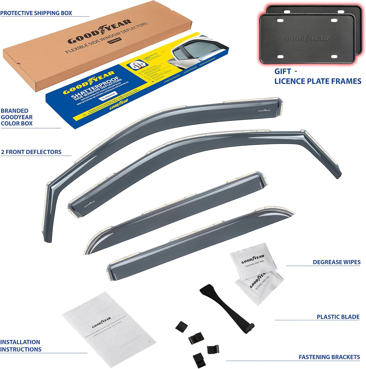 Shatterproof in-Channel Window Deflectors for Trucks, 4 pcs P46663