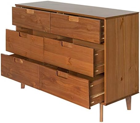 6 Drawer Pine Wood Double Dresser B6449
