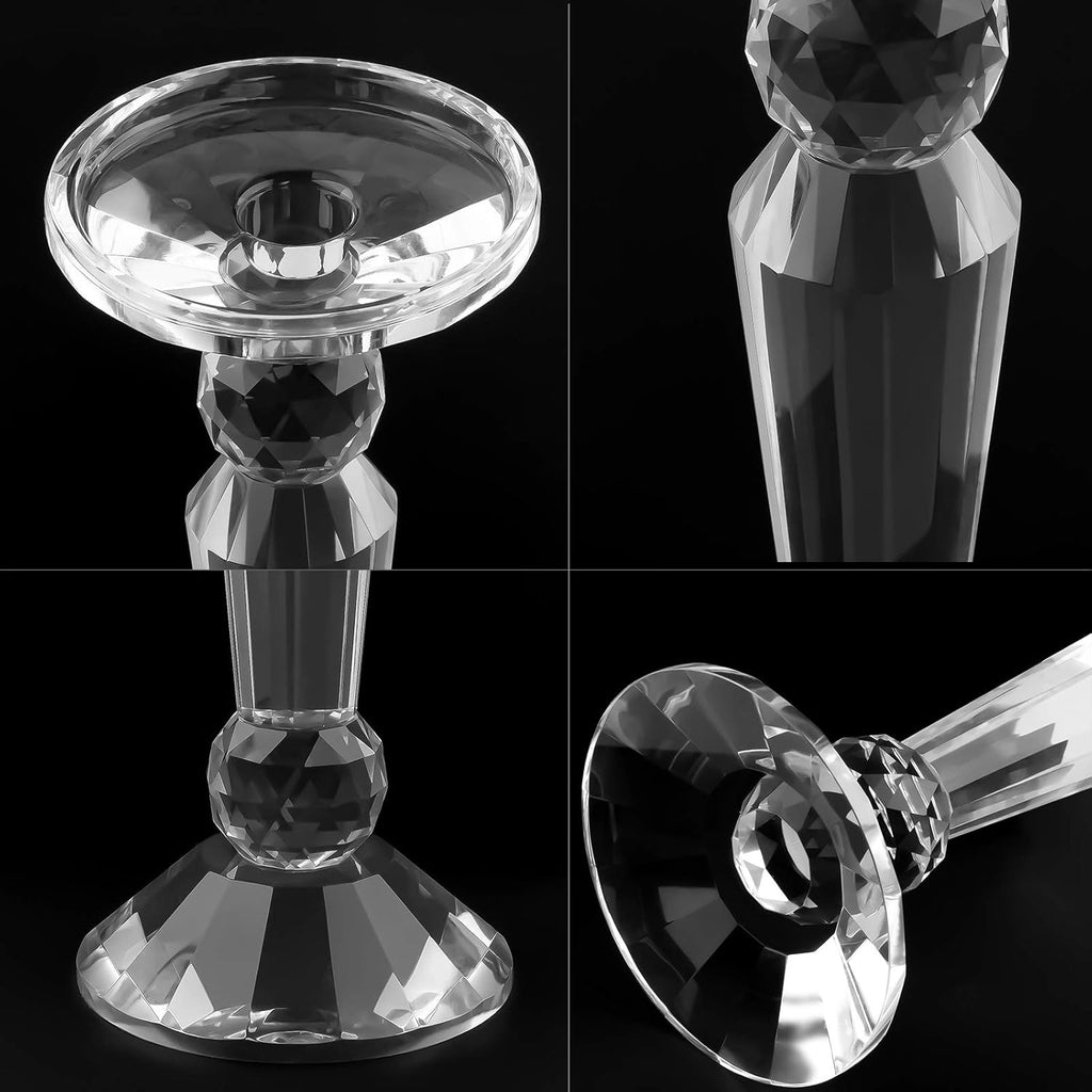2-Pack Clear Crystal Candle Stick Holders (10.6inches Tall) L713040