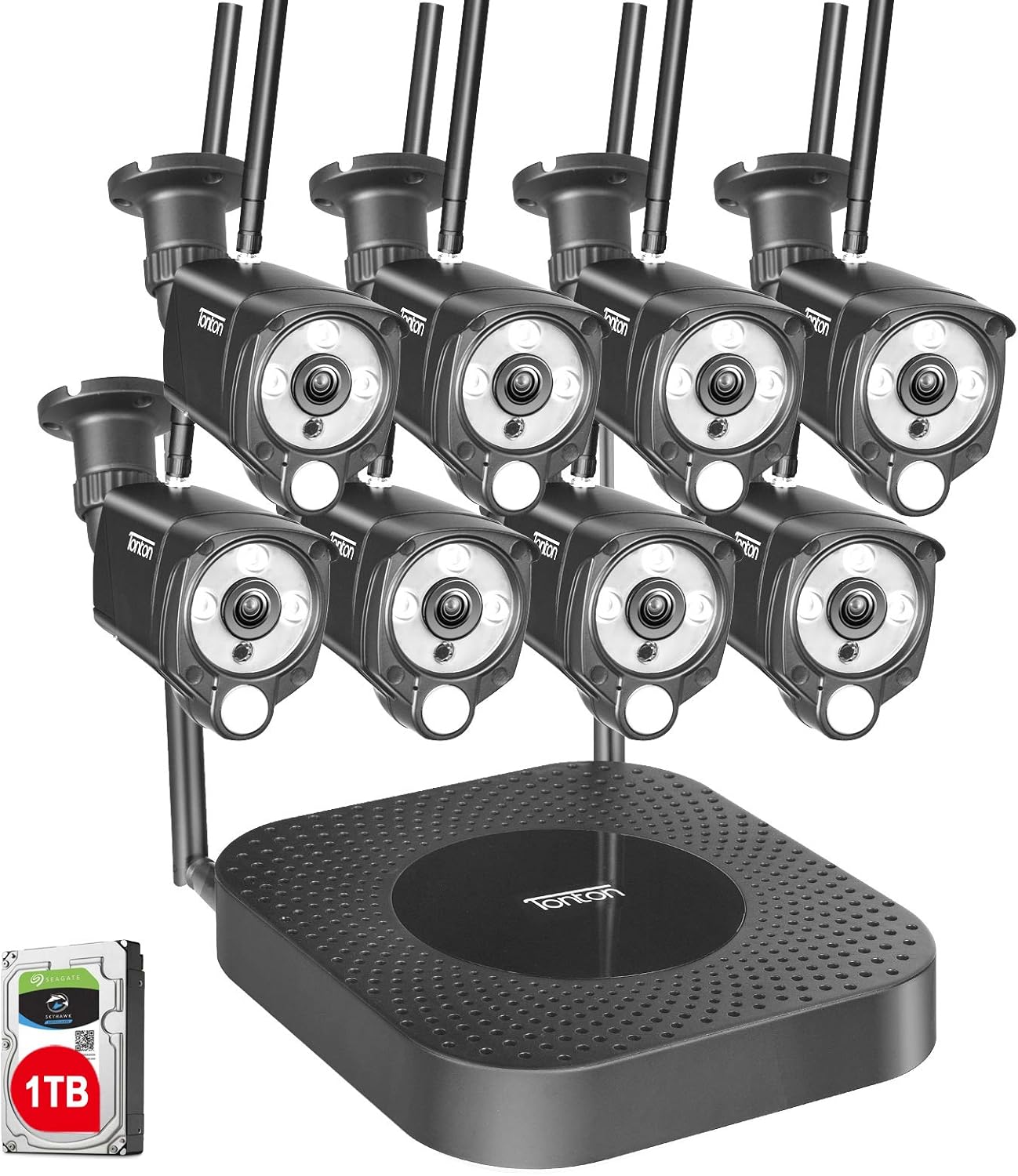 8CH NVR Security Camera System with 1TB HDD and 8PCS 3MP Outdoor Bullet Cameras J8014