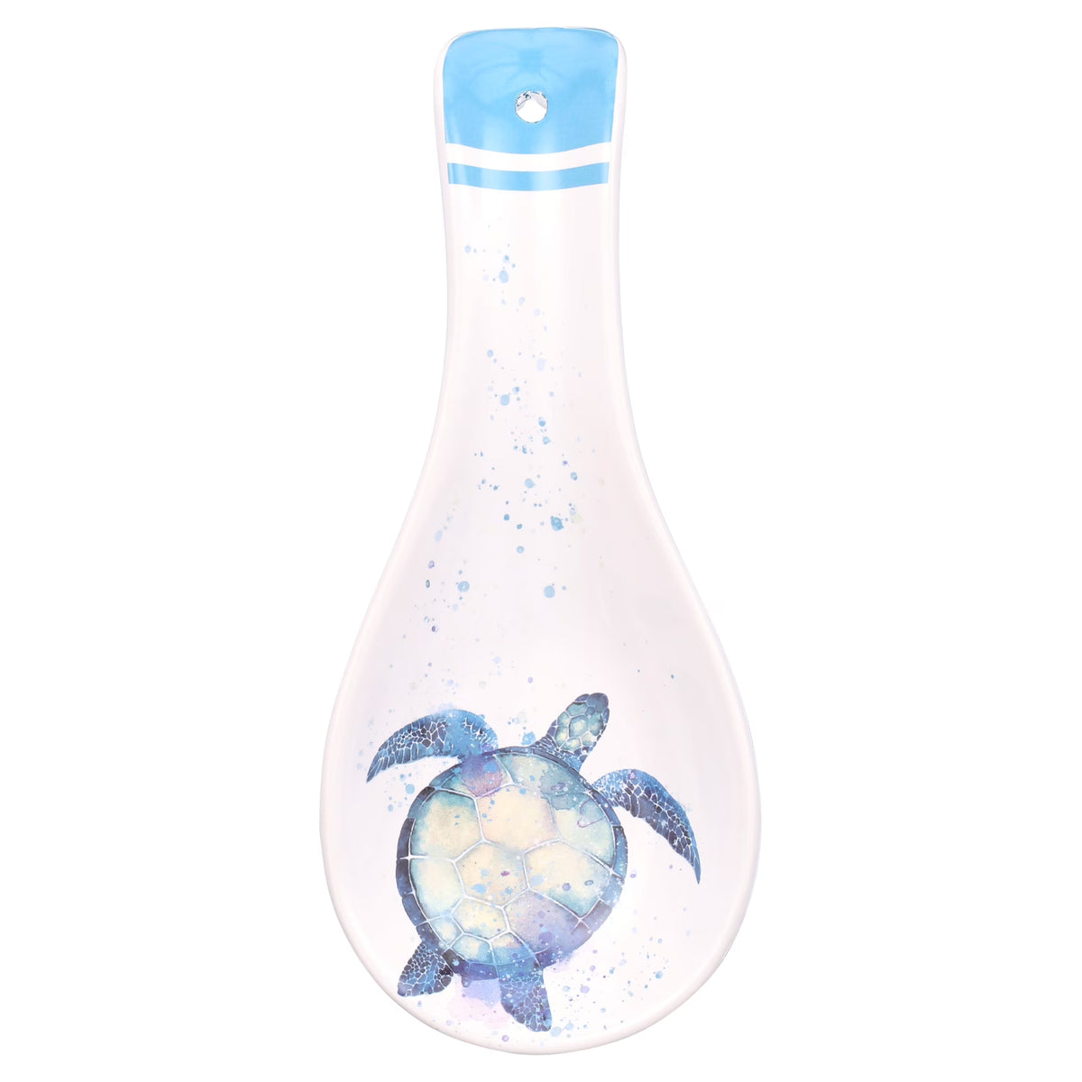 Teal Blue White Ceramic Sea Turtle Spoon Rest Y96526