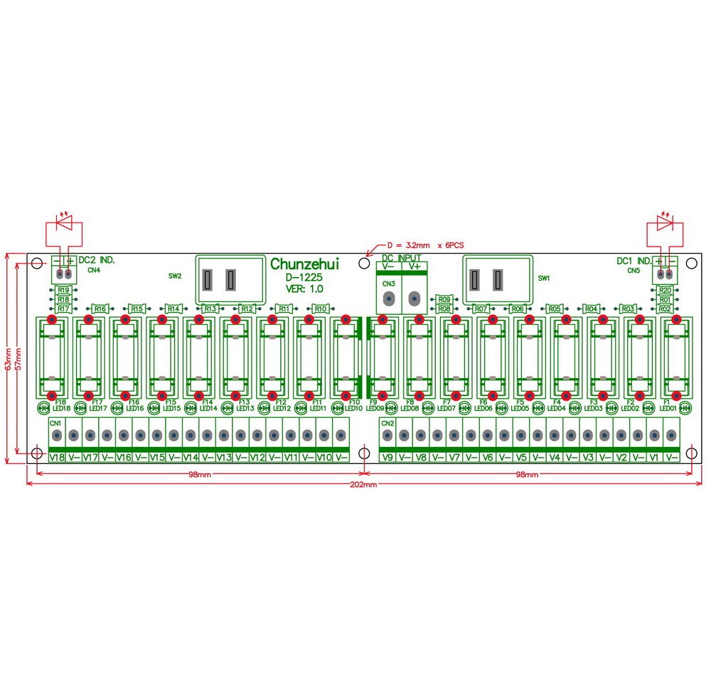 18 Channels 12V 24V 20A Power Distribution Fuse Module E542904