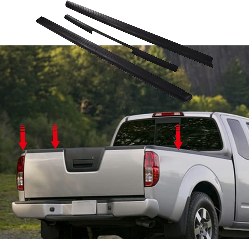 Bed Rail Caps Kit Replacement for Nissan Frontier King Black Smooth Finish Rear Tailgate Cap Moulding Cover 3pcs I74976