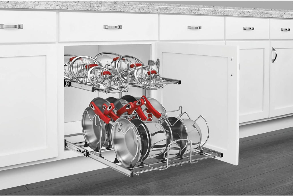 21-Inch 2-Tier Chrome Wire Pull Out Kitchen Cabinet Organizer V3578