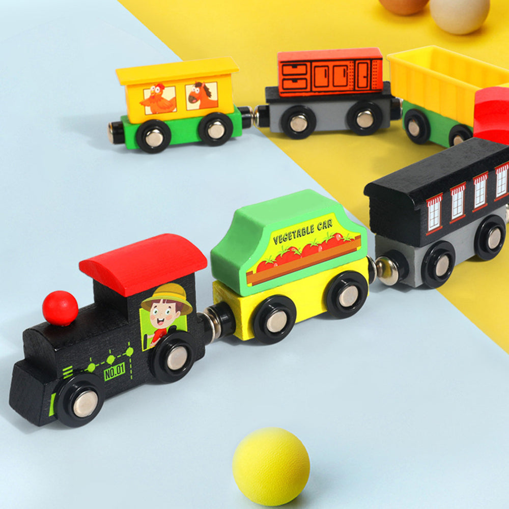 Magnetic Wooden Train Toys Assembling Blocks Toy W374