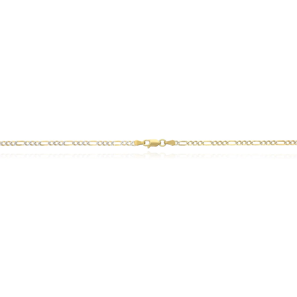 14k Yellow Gold Over 925 Silver Diamond-Cut Figaro Chain Necklace G69164