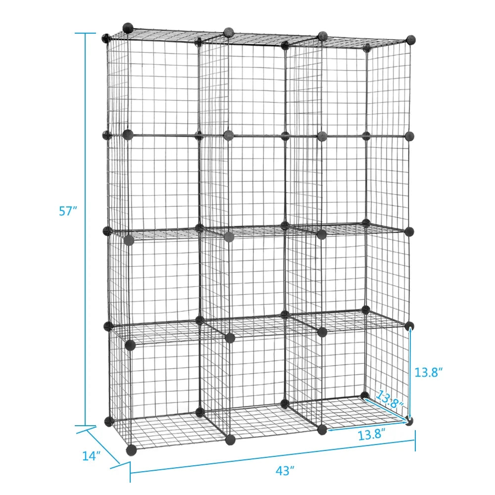 12-Cube Metal Wire Cube Storage Shelves C87466