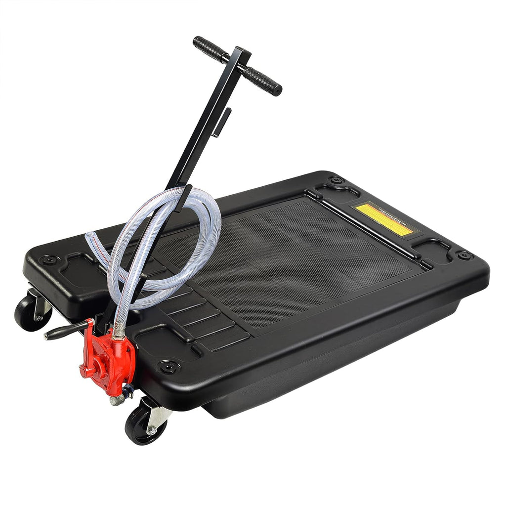 Black 17 Gallon Low Profile Oil Drain Pan with Pump X5438