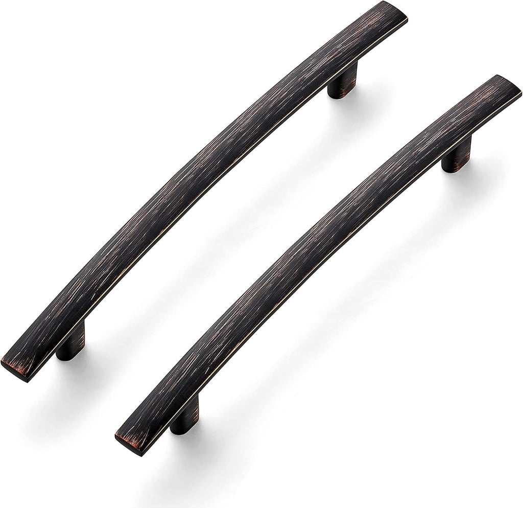 Matte Black Curved Cabinet Pulls, 7.25” Length, 5” Hole Center, Pack of 2 Y5135