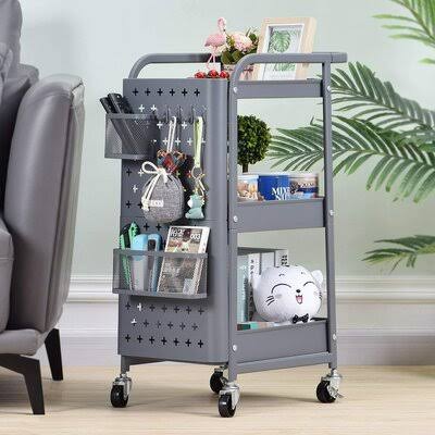 3-Tier Gray Rolling Storage Cart T851